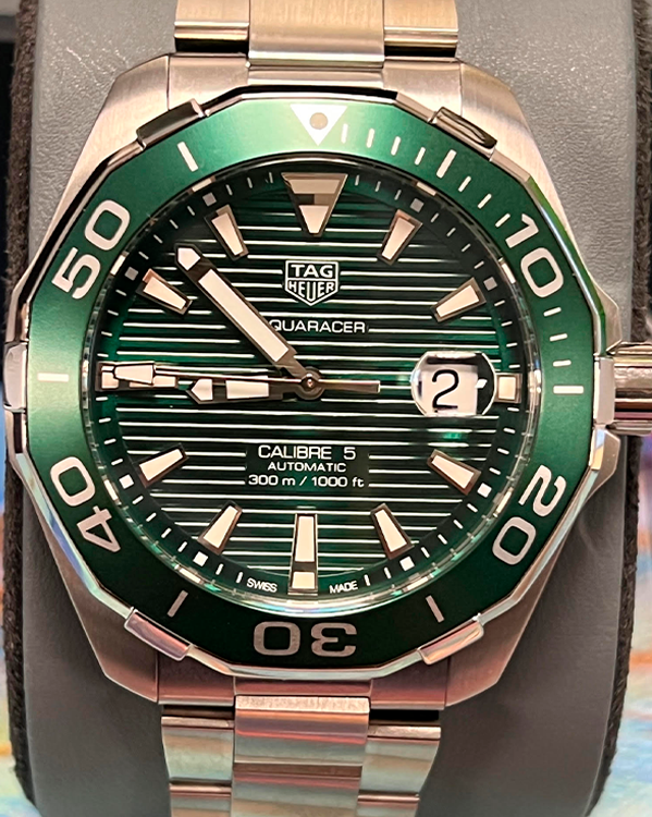 Shop Authentic Tag Heuer Aquaracer Green Dial Watch for Men - WAY201S.BA0927 - Luxxuri