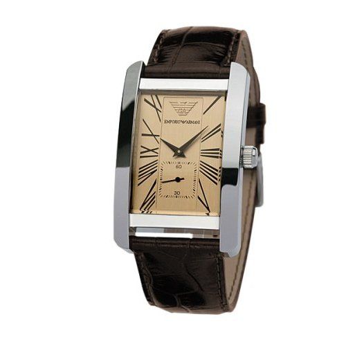 Shop Authentic Emporio Armani Classic Beige Dial Brown Leather Strap Watch For Men - AR0154 - Luxxuri