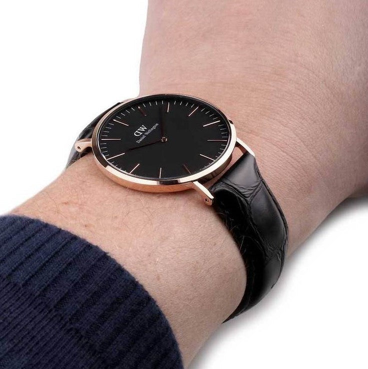 Shop Authentic Daniel Wellington Classic Reading Black Dial Black Leather Strap Watch For Men - DW00100129 - Luxxuri