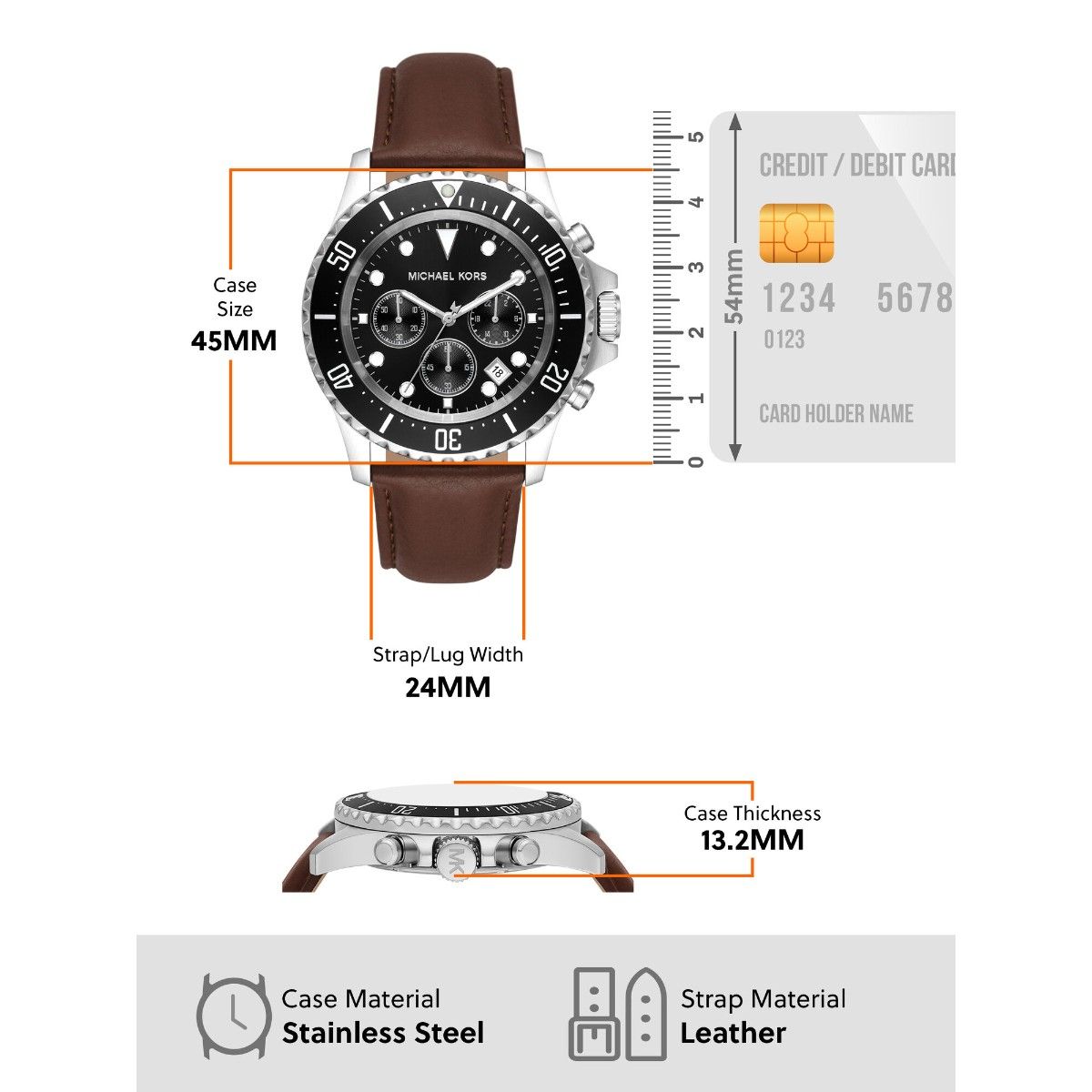 Shop Authentic Michael Kors Everest Chronograph Black Dial Brown Leather Strap Watch For Men - MK9054 - Luxxuri