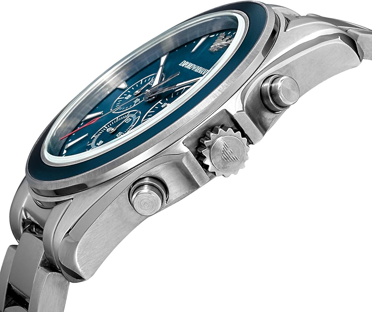 Shop Authentic Emporio Armani Sportivo Chronograph Blue Dial Silver Steel Strap Watch For Men - AR6091 - Luxxuri