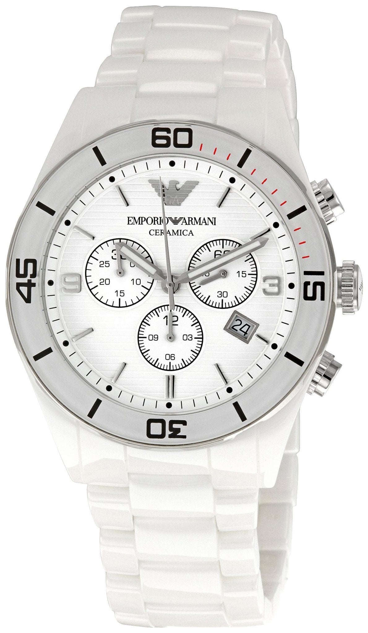 Shop Authentic Emporio Armani Ceramic Chronograph White Dial White Ceramic Strap Watch For Men - AR1424 - Luxxuri