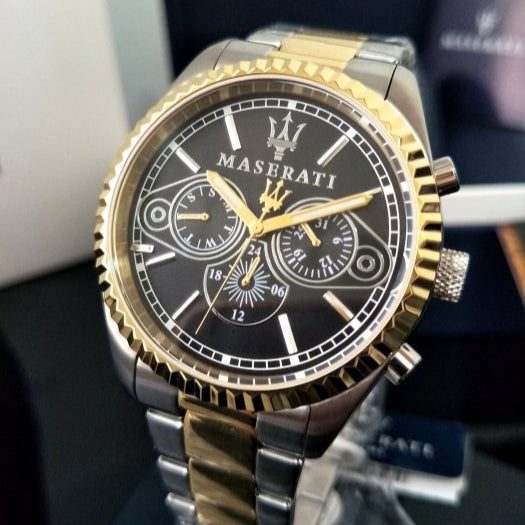 Shop Authentic Maserati Competizione Chronograph Black Dial Two Tone Steel Strap Watch For Men - R8853100016 - Luxxuri