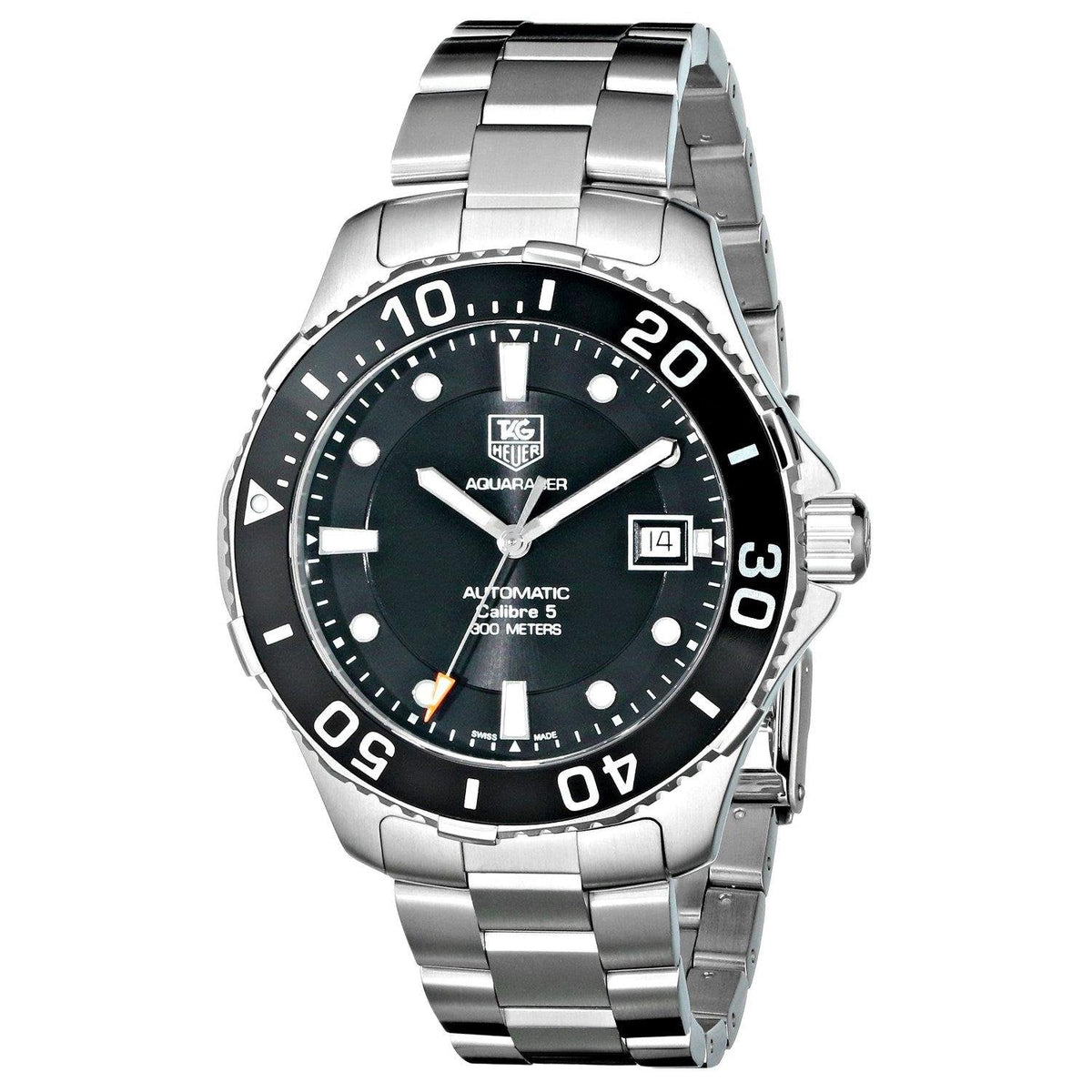 Shop Authentic Tag Heuer Aquaracer Automatic Caliber 5 Black Dial Silver Steel Strap Watch for Men - WAN2110.BA0822 - Luxxuri