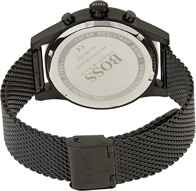 Hugo Boss Associate Chronograph Black Dial Black Mesh Bracelet Watch for Men - 1513769