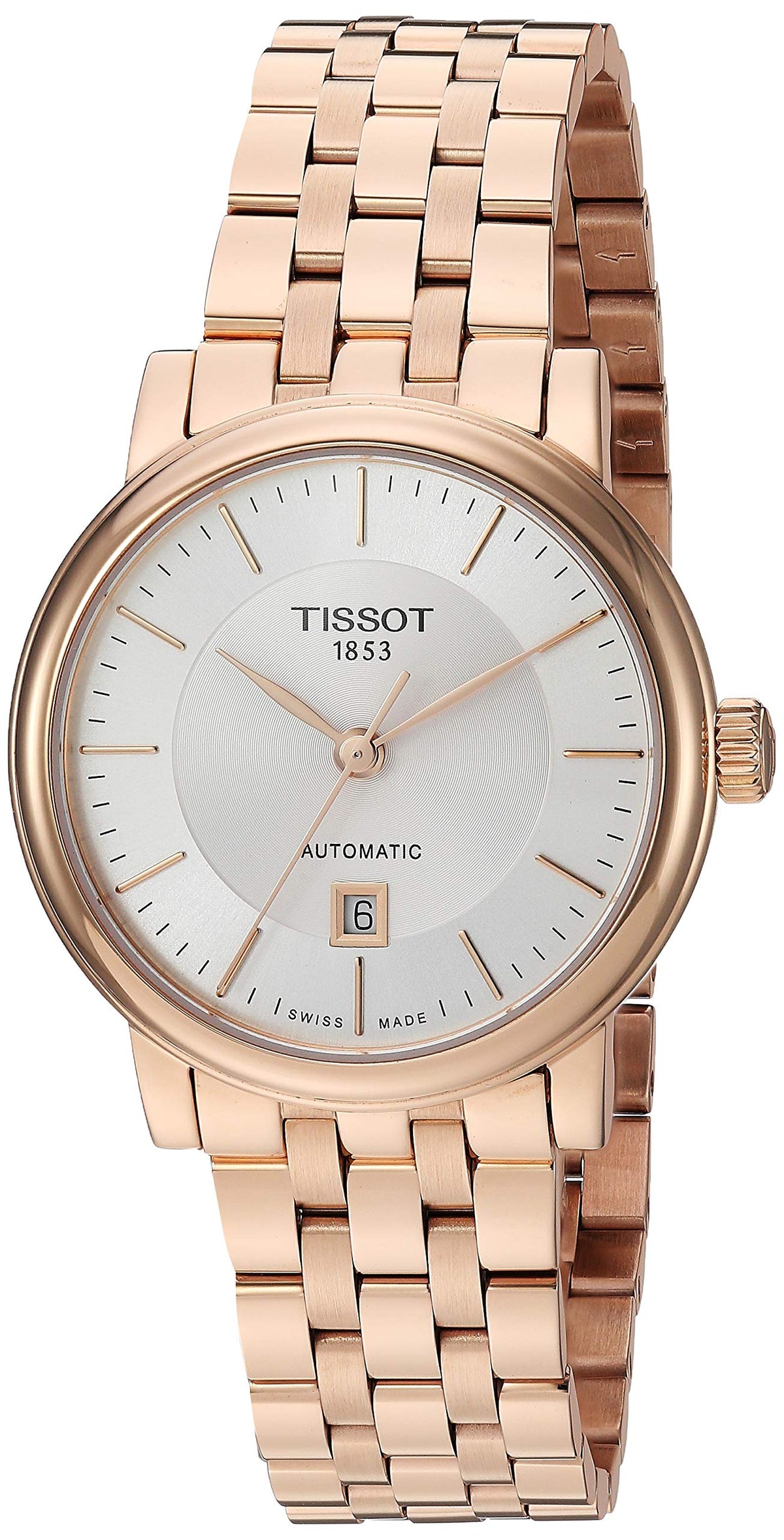Shop Authentic Tissot T Classic Carson Premium White Dial Rose Gold Steel Strap Watch for Women - T122.207.33.031.00 - Luxxuri