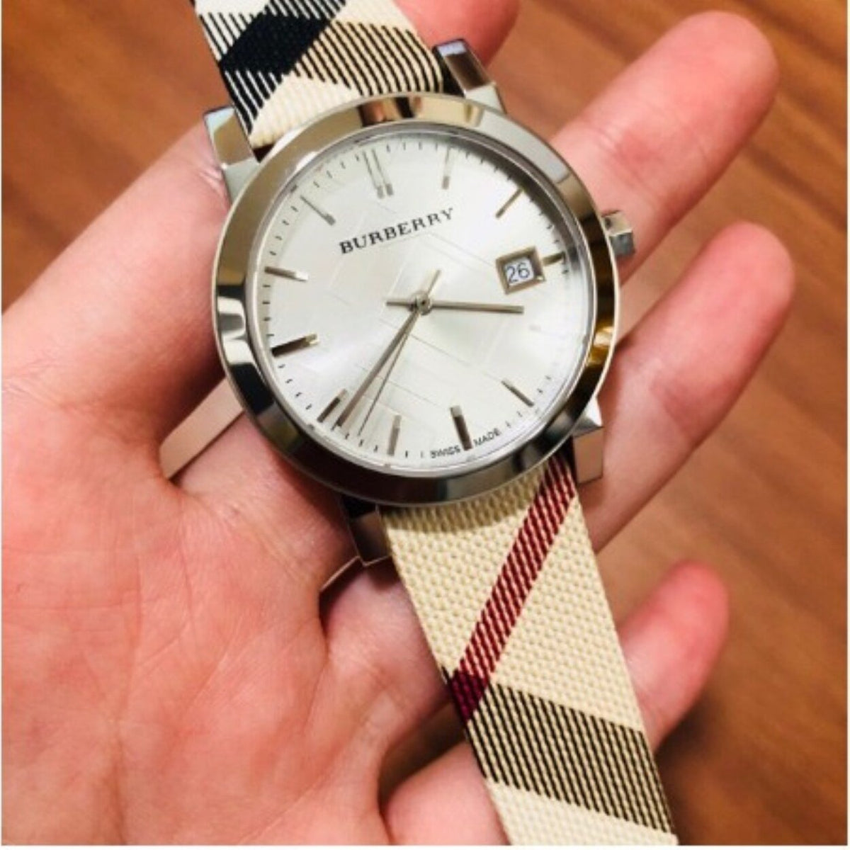 Shop Authentic Burberry The City White Dial Brown Leather Strap Watch for Women - BU9113 - Luxxuri