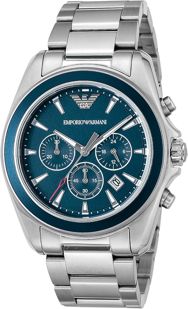 Shop Authentic Emporio Armani Sportivo Chronograph Blue Dial Silver Steel Strap Watch For Men - AR6091 - Luxxuri