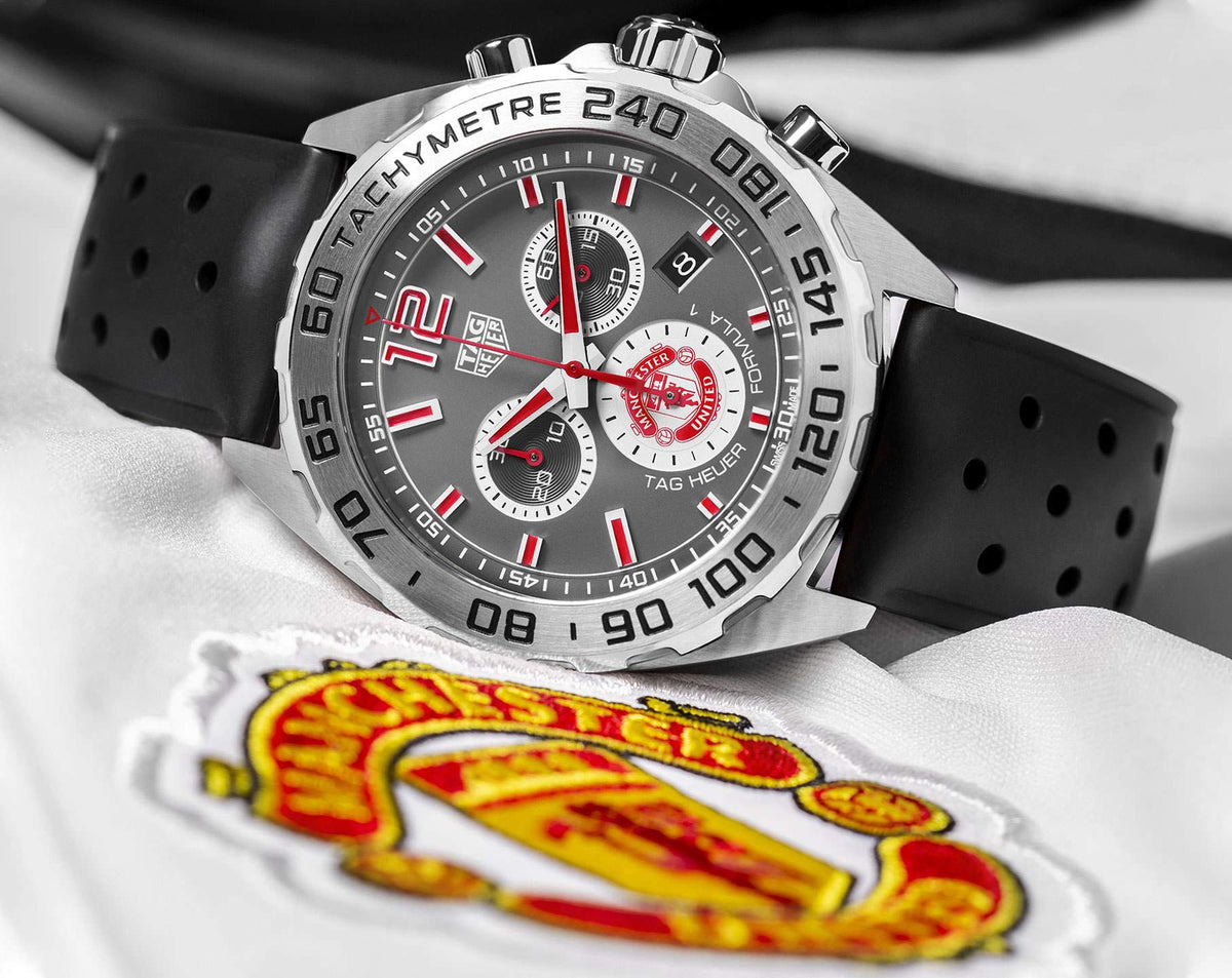 Shop Authentic Tag Heuer Formula 1 Manchester United Special Edition Grey Dial Black Silicone Strap Watch for Men - CAZ101M.FT8024 - Luxxuri