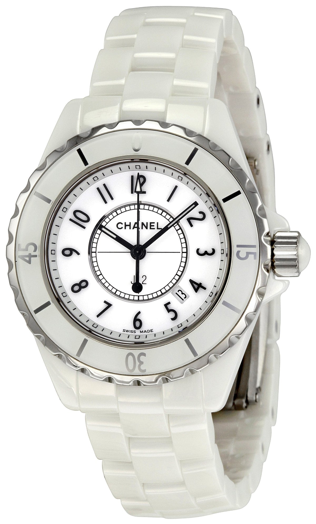 Shop Authentic Chanel J12 Ceramic White Dial White Steel Strap Watch for Women - J12 H0968 - Luxxuri
