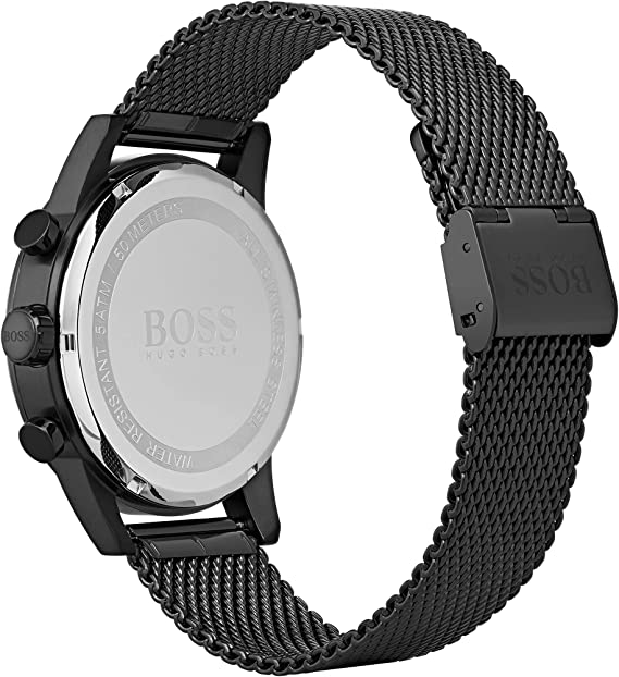Hugo Boss Associate Chronograph Black Dial Black Mesh Bracelet Watch for Men - 1513769