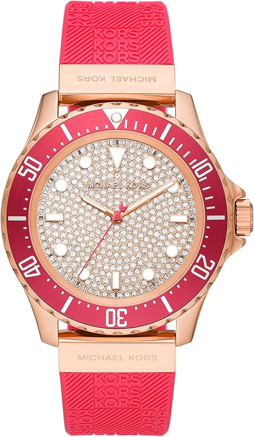 Shop Authentic Michael Kors Everest Analog Rose Gold Dial Pink Silicone Strap Watch For Women - MK7359 - Luxxuri