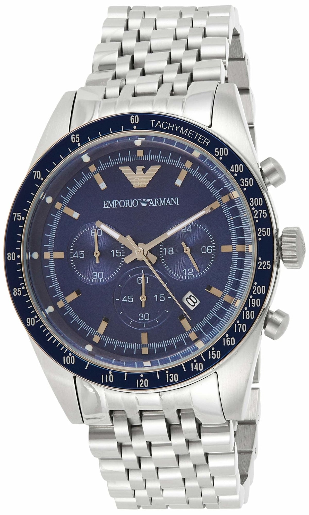Shop Authentic Emporio Armani Sportivo Chronograph Blue Stainless Steel Watch For Men - AR6072 - Luxxuri