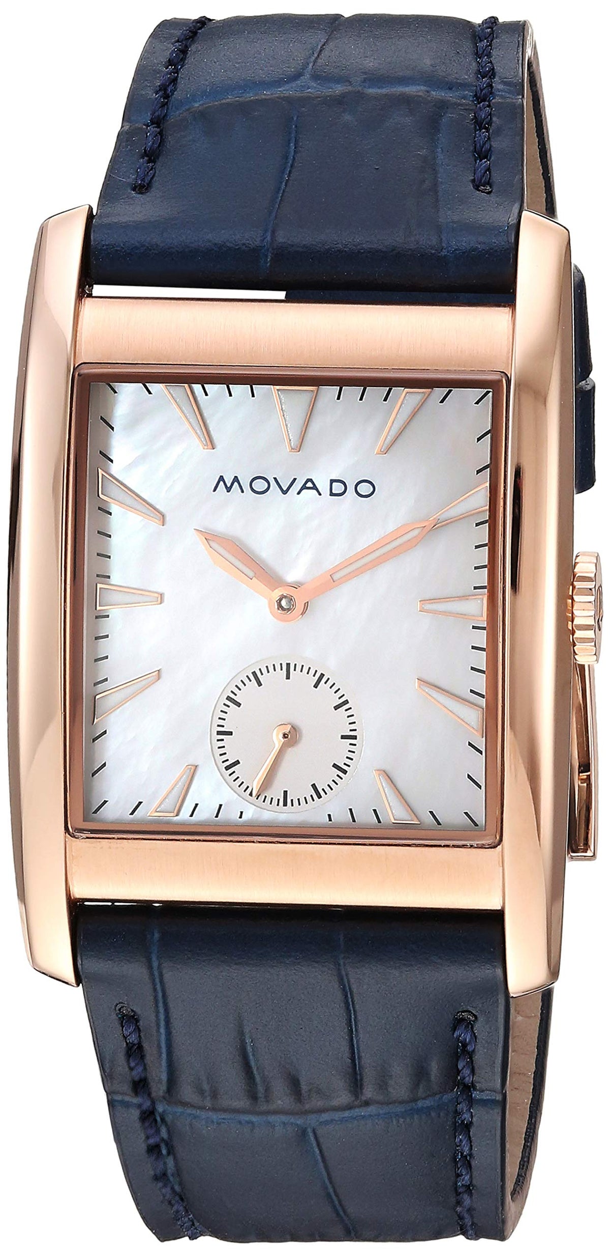 Movado Heritage Mother of Pearl White Dial Blue Leather Strap Watch For Women - 3650052