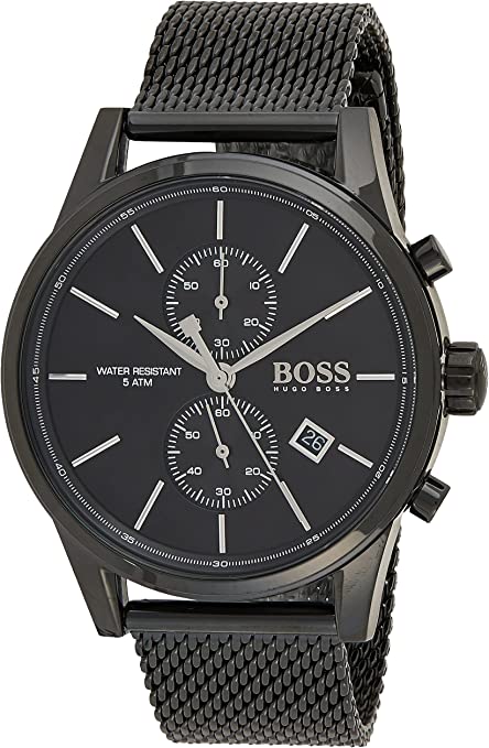 Hugo Boss Associate Chronograph Black Dial Black Mesh Bracelet Watch for Men - 1513769