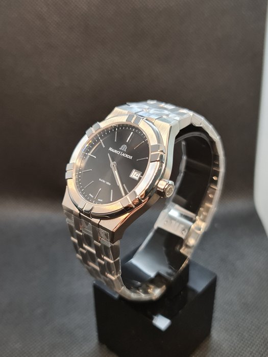 Shop Authentic Maurice Lacroix Aikon Date Quartz Black Dial Silver Steel Strap Watch for Men - AI1108-SS002-330-1 - Luxxuri