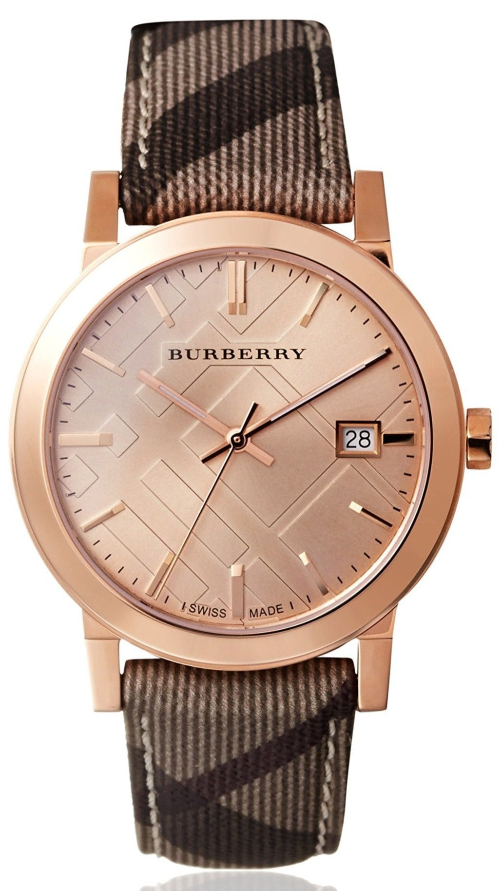 Shop Authentic Burberry The City Rose Gold Dial Brown Leather Strap Watch for Women - BU9040 - Luxxuri