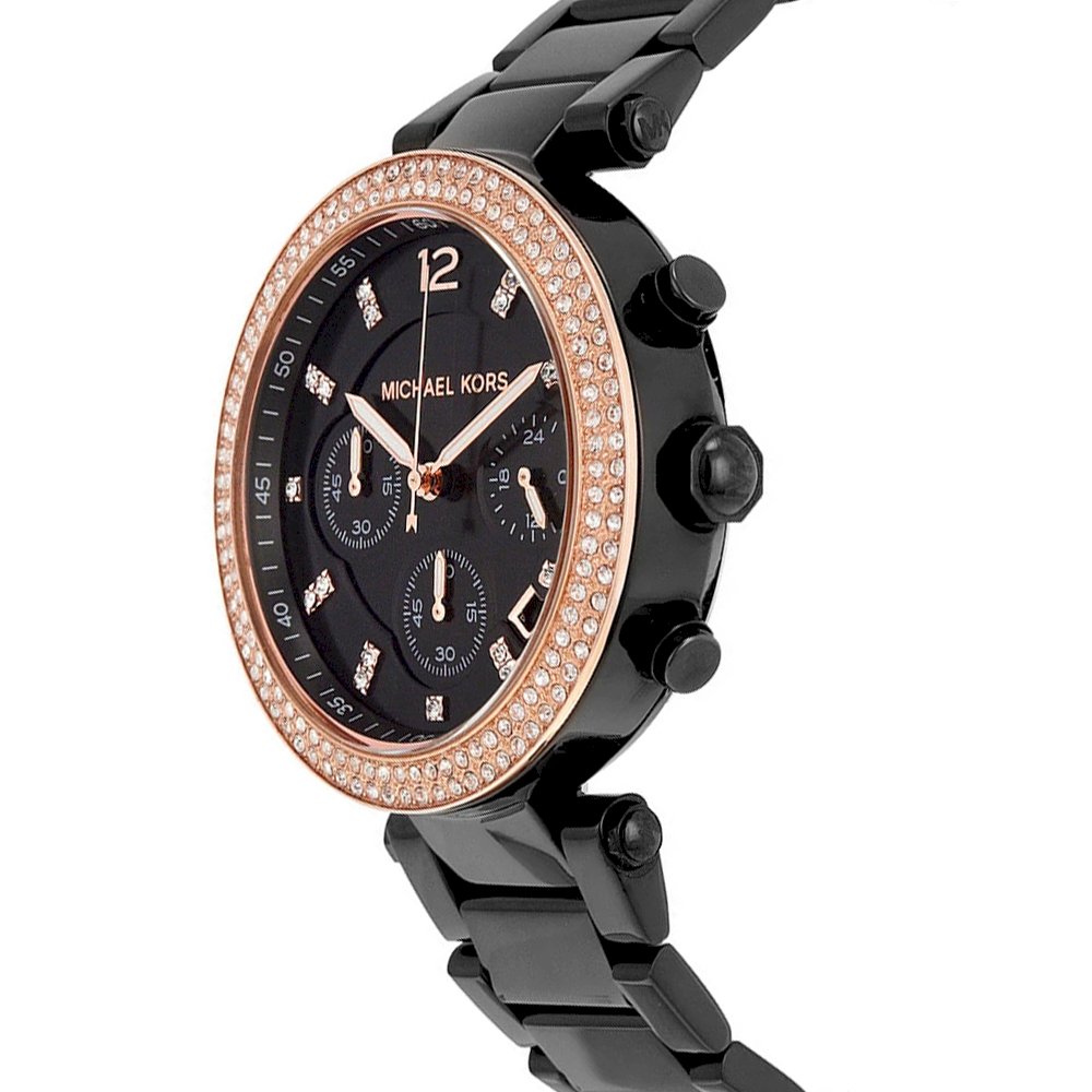 Shop Authentic Michael Kors Parker Diamonds Black Dial Black Steel Strap Watch for Women - MK5885 - Luxxuri