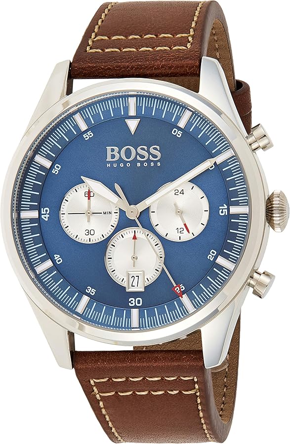 Shop Authentic Hugo Boss Pioneer Chronograph Blue Dial Brown Leather Strap Watch For Men - 1513709 - Luxxuri