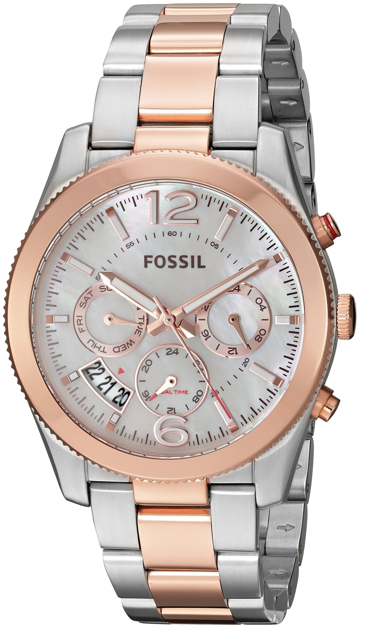 Shop Authentic Fossil Perfect Boyfriend Mother of Pearl Dial Two Tone Steel Strap Watch for Women - ES4135 - Luxxuri
