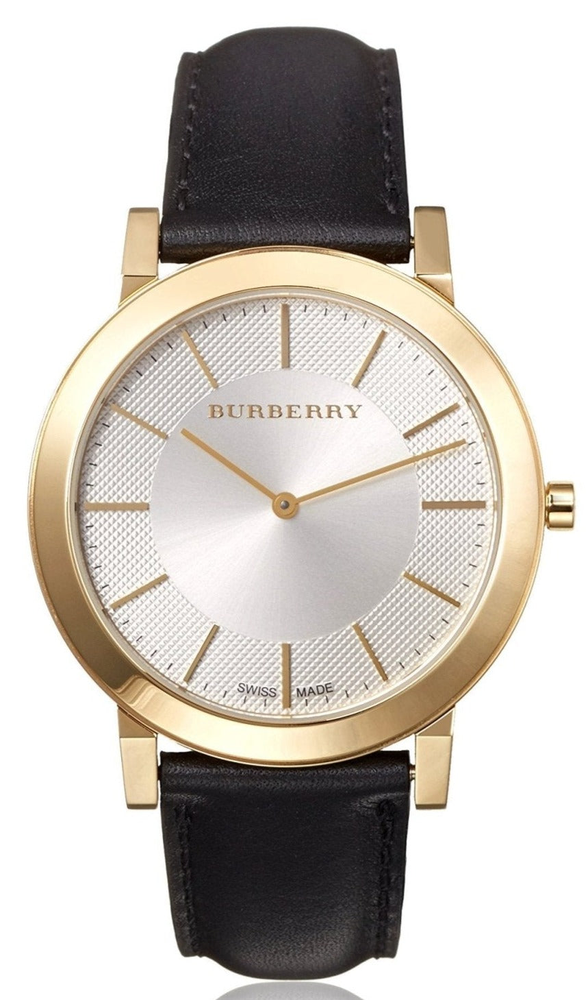Shop Authentic Burberry The City Gold Dial Black Leather Strap Watch for Men - BU2353 - Luxxuri