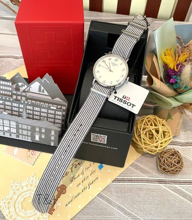 Shop Authentic Tissot T Classic Everytime Medium White Dial Two Tone NATO Strap Watch for Women - T109.410.18.032.00 - Luxxuri