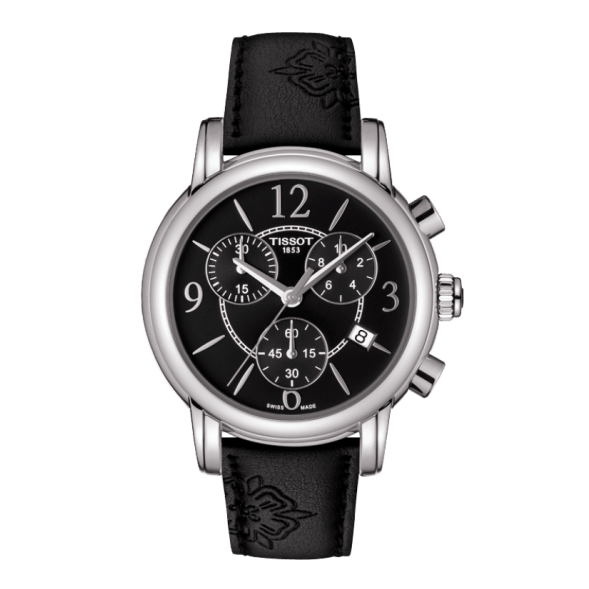 Shop Authentic Tissot Dressport Chronograph Black Dial Black Leather Strap Watch for Women - T050.217.17.057.00 - Luxxuri