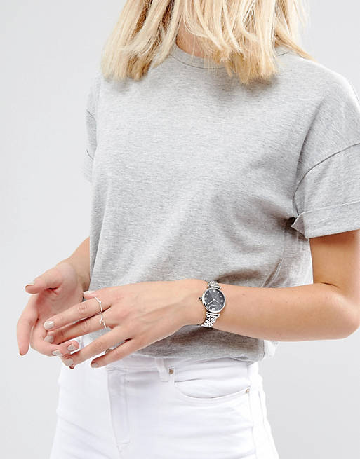 Shop Authentic Emporio Armani Gianni T Bar Dark Blue Dial Silver Stainless Steel Watch For Women - AR11091 - Luxxuri