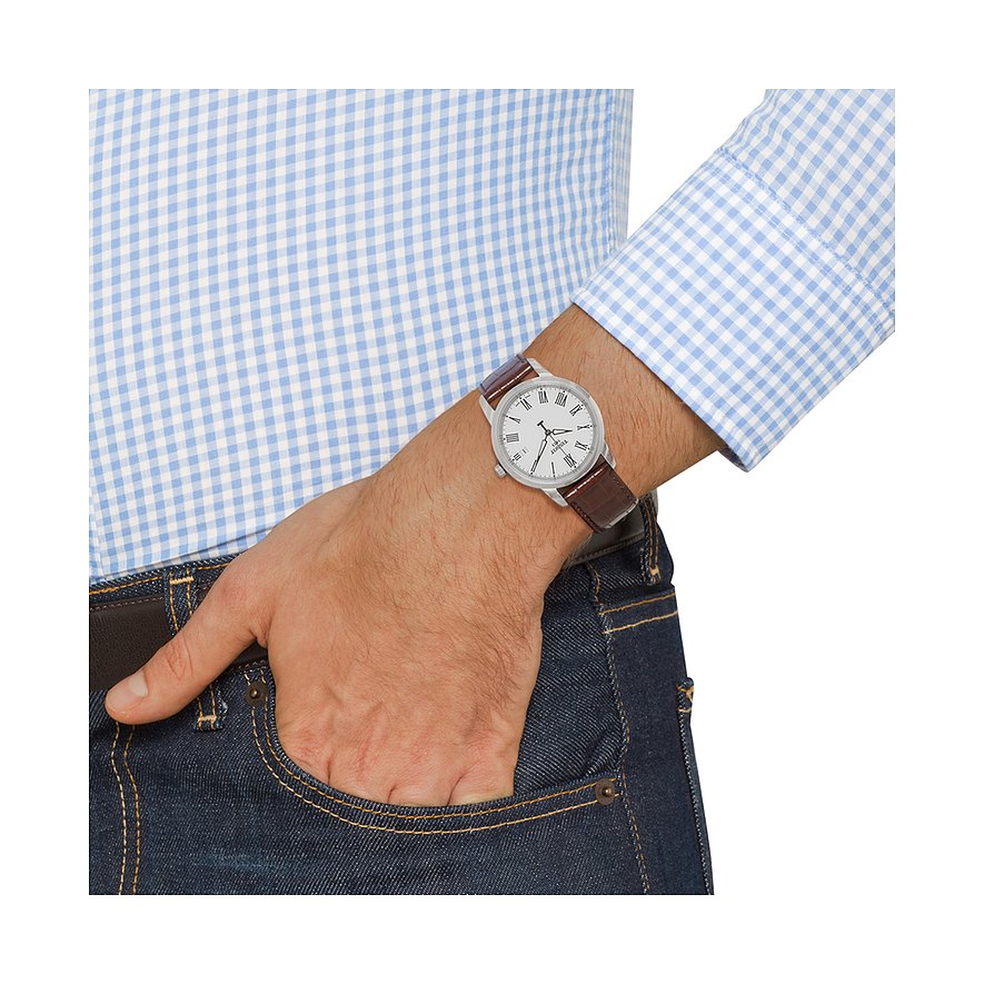 Shop Authentic Tissot T Classic Dream White Dial Brown Leather Strap Watch for Men - T033.410.16.013.01 - Luxxuri