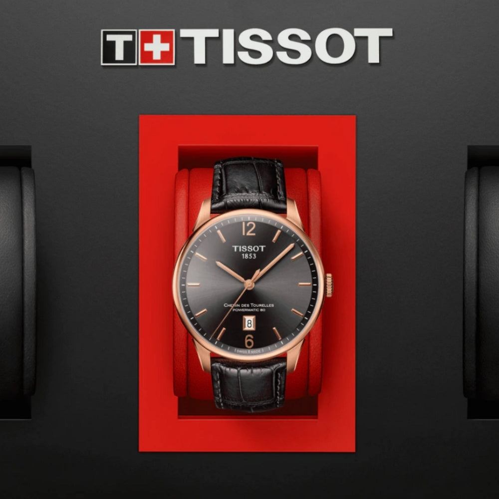 Shop Authentic Tissot T Classic Chemin Des Tourelles Powermatic 80 Brown Dial Brown Leather Strap Watch for Men - T099.407.36.447.00 - Luxxuri