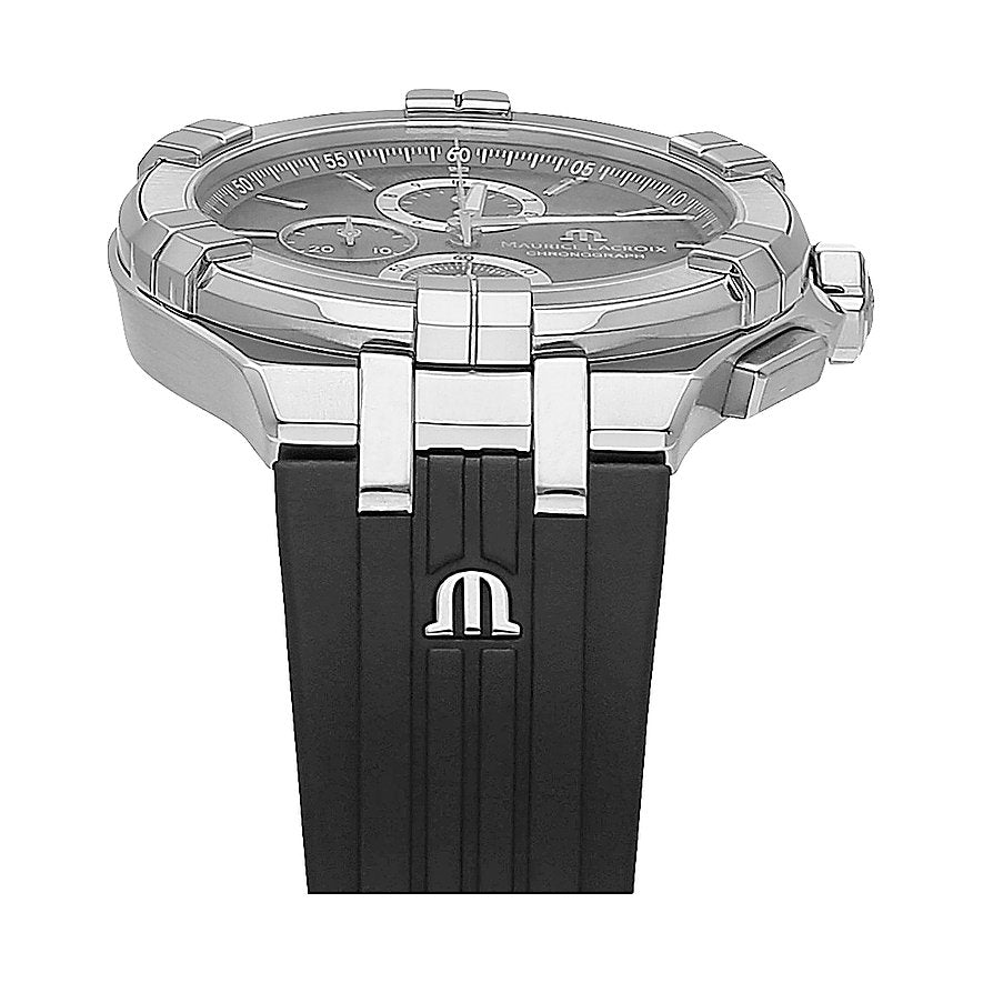 Shop Authentic Maurice Lacroix Aikon Chronograph Black Dial Black Leather Strap Watch for Men - AI1018-SS001-330-2 - Luxxuri
