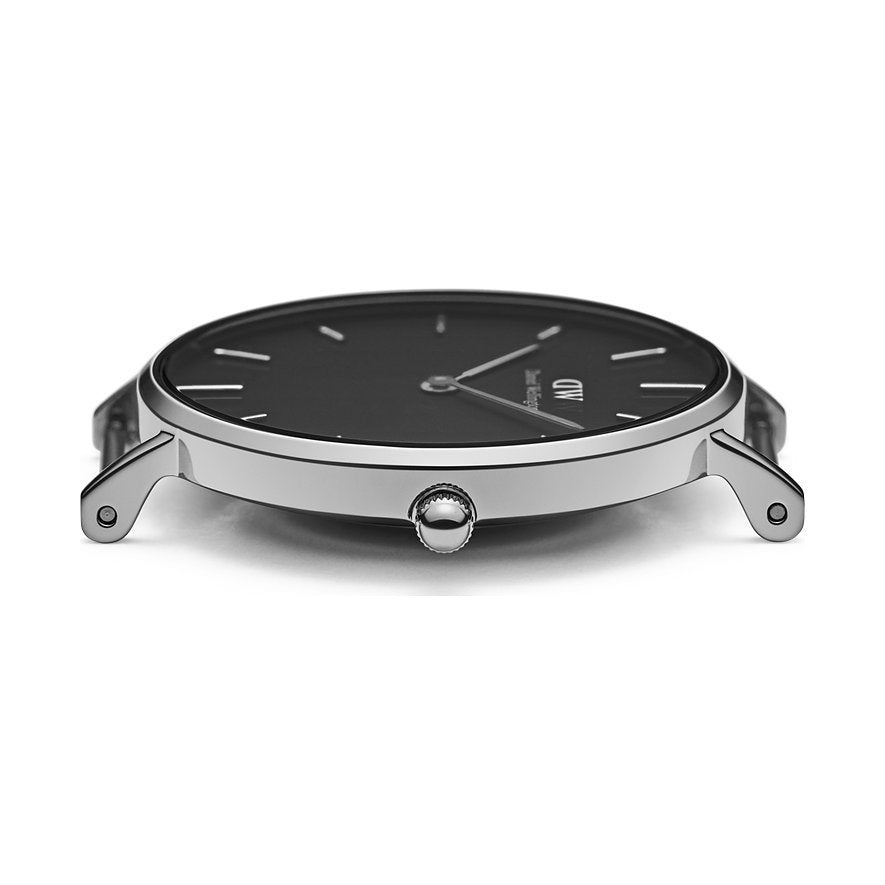 Shop Authentic Daniel Wellington Petite Sterling Black Dial Silver Mesh Bracelet Watch For Women - DW00100218 - Luxxuri