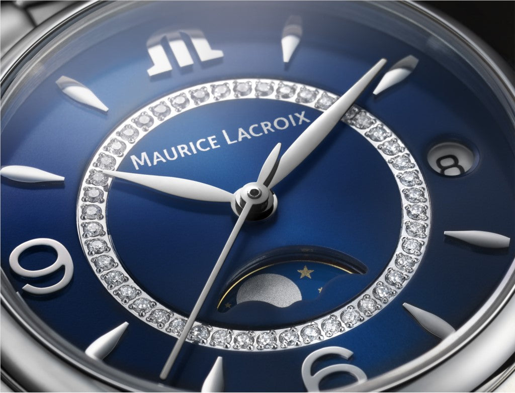 Shop Authentic Maurice Lacroix Fiaba Moonphase Blue Dial Silver Steel Strap Watch for Women - FA1084-SS002-420-1 - Luxxuri