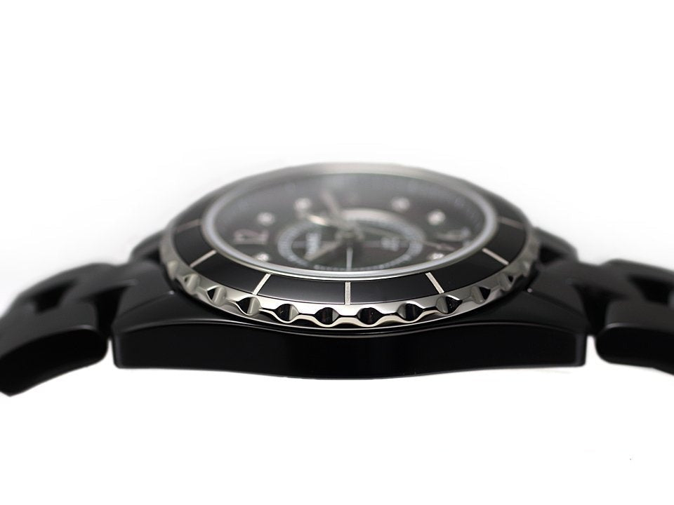 Shop Authentic Chanel J12 Diamonds Black Dial Black Steel Strap Watch for Women - J12 H2569 - Luxxuri