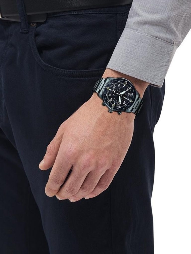 Shop Authentic Citizen Sports Eco Drive Black Dial Black Steel Strap Watch For Men - CA0695-84E - Luxxuri