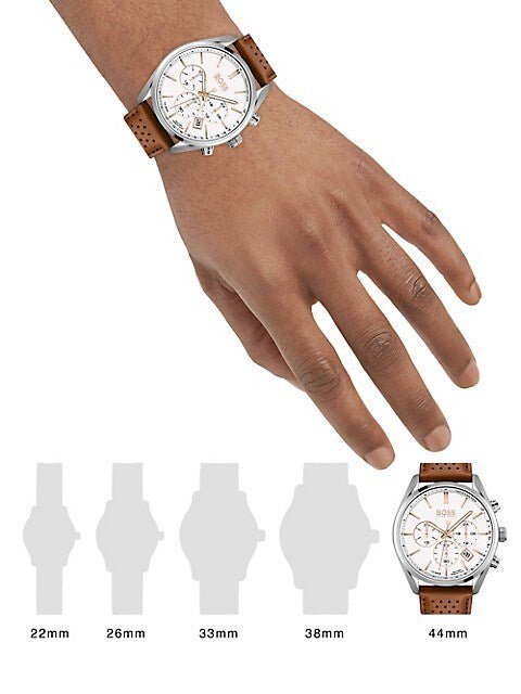 Shop Authentic Hugo Boss Champion White Dial Brown Leather Strap Watch for Men - 1513879 - Luxxuri