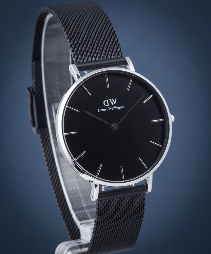 Shop Authentic Daniel Wellington Petite Ashfield Black Dial Black Mesh Strap Watch For Women - DW00100308 - Luxxuri