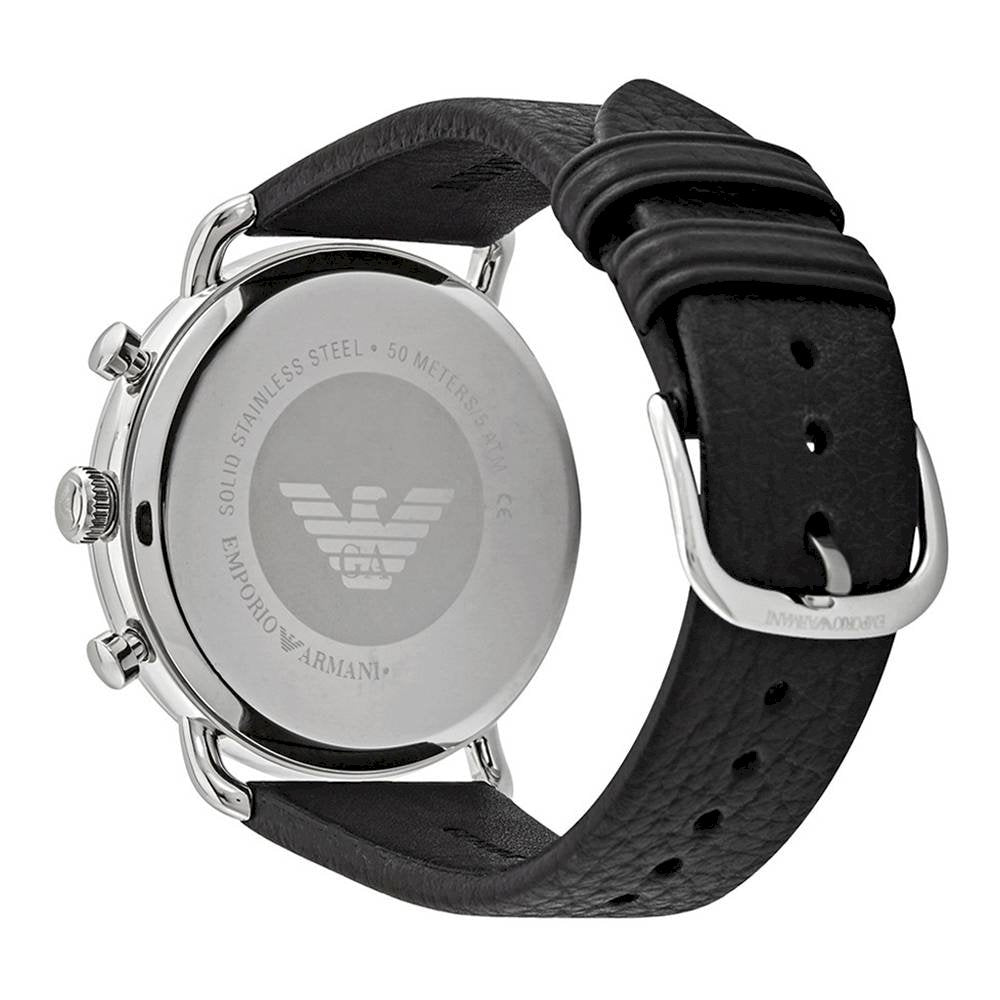 Shop Authentic Emporio Armani Aviator Chronograph Black Dial Black Leather Strap Watch For Men - AR11143 - Luxxuri