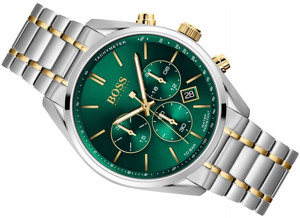 Shop Authentic Hugo Boss Champion Green Dial Silver Steel Strap Watch for Men - 1513878 - Luxxuri