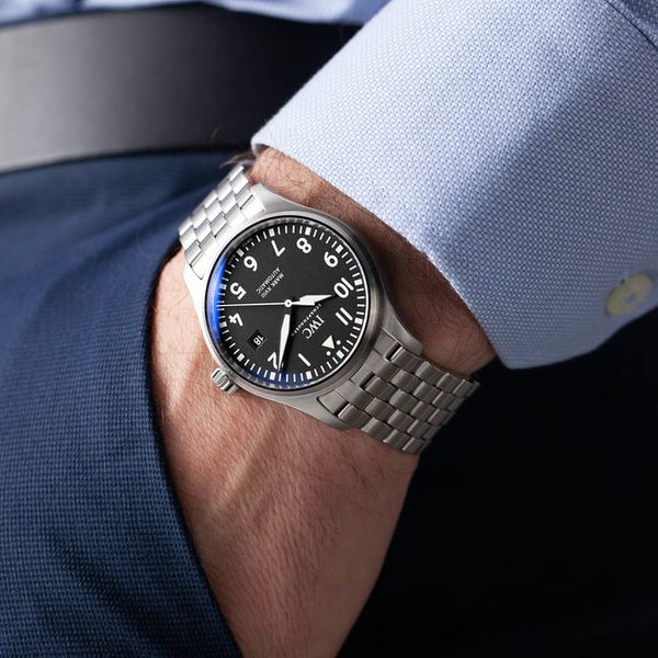 Shop Authentic IWC Pilot’s Watch Mark XVIII Black Dial Silver Steel Strap Watch for Men - IW327015 - Luxxuri