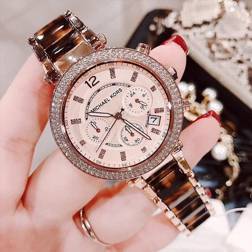 Shop Authentic Michael Kors Parker Rose Gold Dial Two Tone Steel Strap Watch for Women - MK5538 - Luxxuri