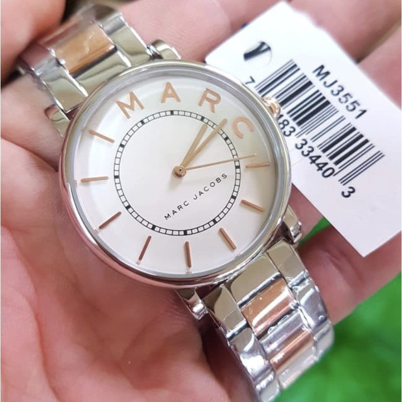 Marc Jacobs Roxy Silver Dial Two Tone Steel Strap Watch for Women - MJ3551