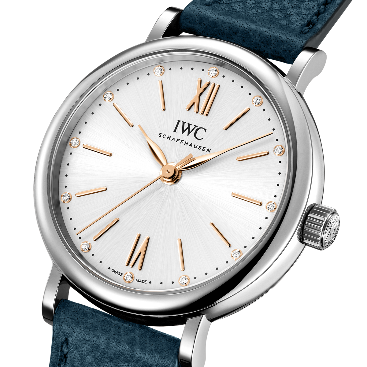 Shop Authentic IWC Portofino Automatic Silver Dial Blue Leather Strap Watch for Women - IW357411 - Luxxuri