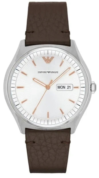 Shop Authentic Emporio Armani Dress Quartz White Dial Brown Leather Strap Watch For Men - AR1999 - Luxxuri