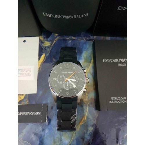Shop Authentic Emporio Armani Sportivo Chronograph Black Dial Black Strap Watch For Men - AR5858 - Luxxuri