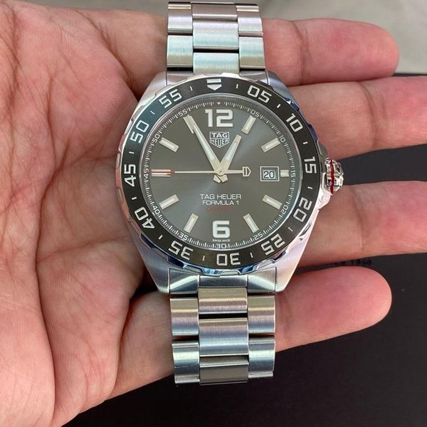 Shop Authentic Tag Heuer Formula 1 Calibre 5 Chronograph Anthracite Dial Silver Steel Strap Watch for Men - WAZ2011.BA0842 - Luxxuri