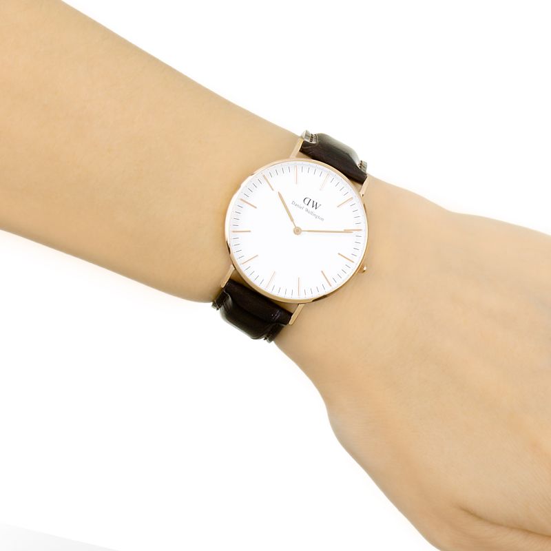 Shop Authentic Daniel Wellington Classic York White Dial Brown Leather Strap Watch For Women - DW00100038 - Luxxuri