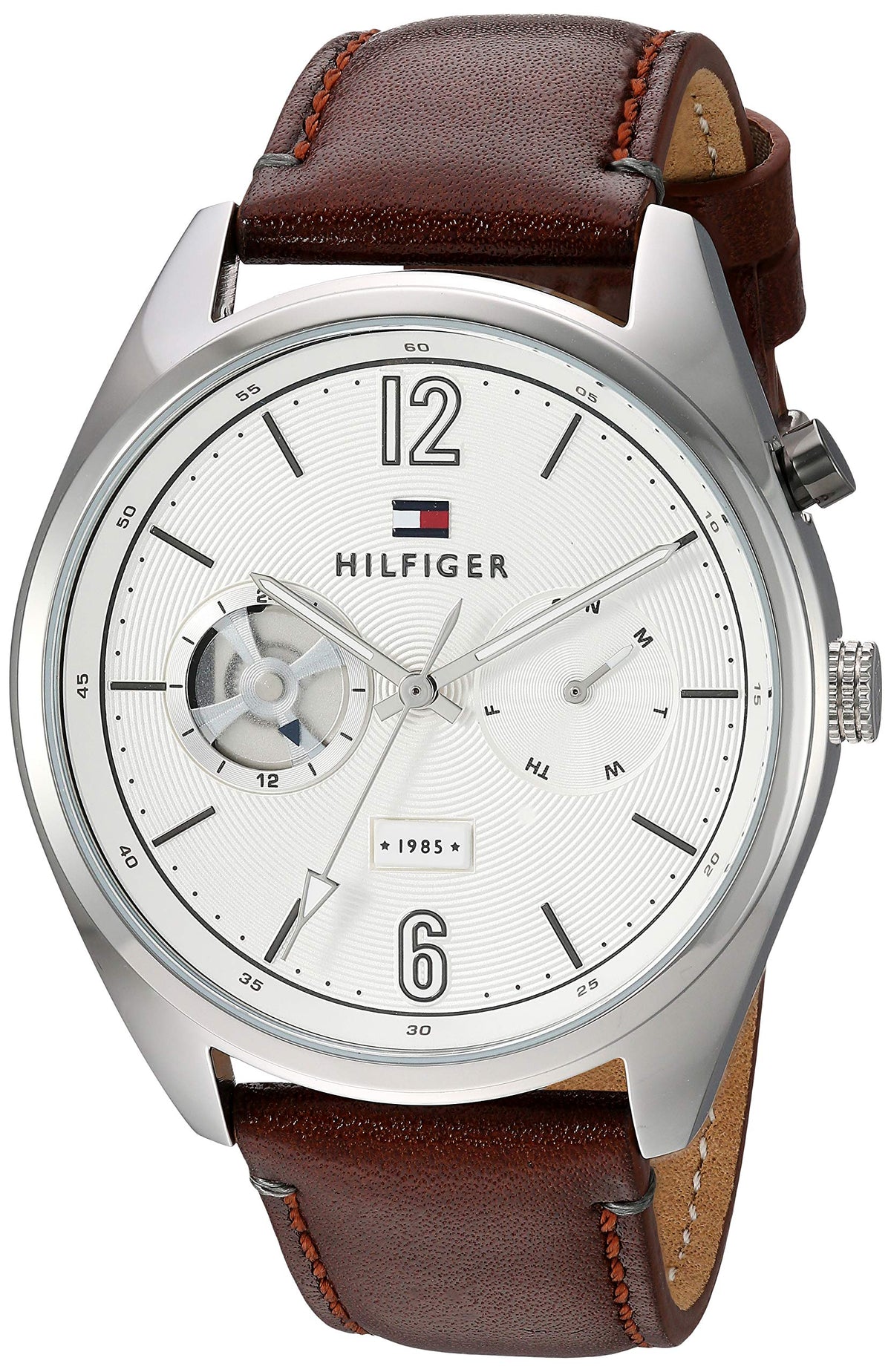 Shop Authentic Tommy Hilfiger Deacon White Dial Brown Leather Strap Watch for Men - 1791550 - Luxxuri