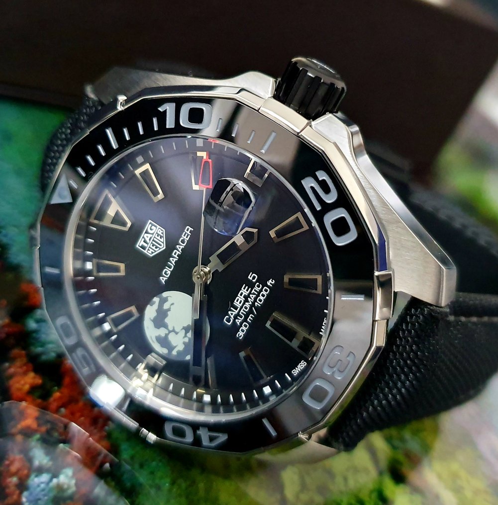 Shop Authentic Tag Heuer Aquaracer Moon Black Dial Watch for Men - WAY201J.FC6370 - Luxxuri