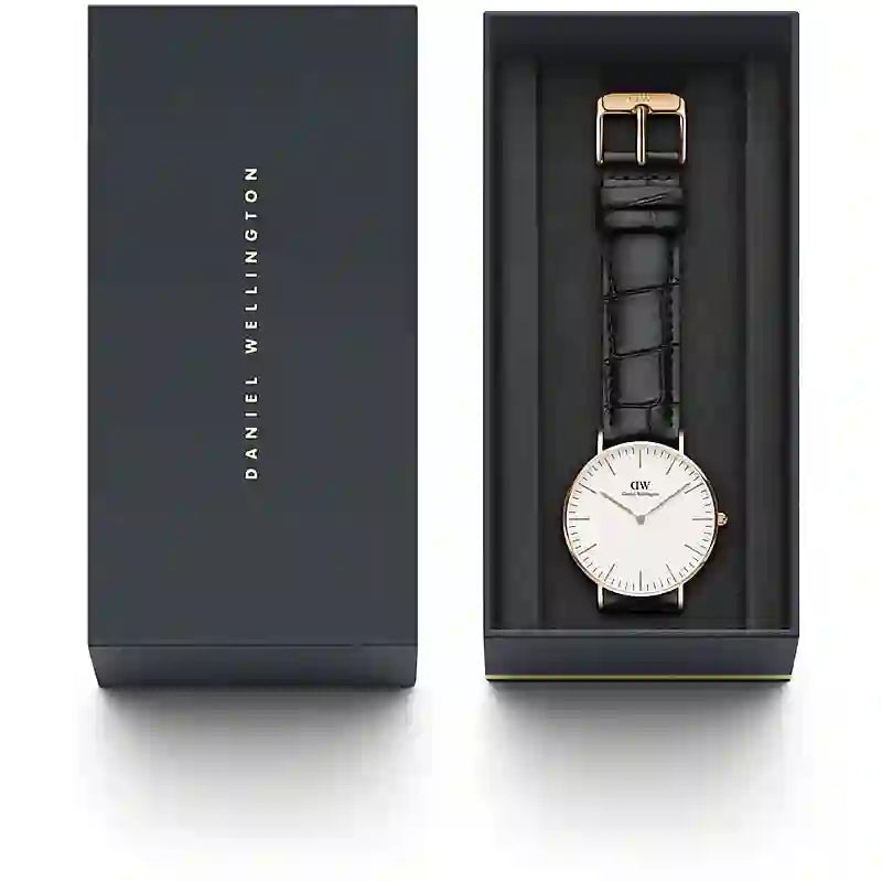 Shop Authentic Daniel Wellington Classic Reading White Dial Black Leather Strap Watch For Women - DW00100041 - Luxxuri